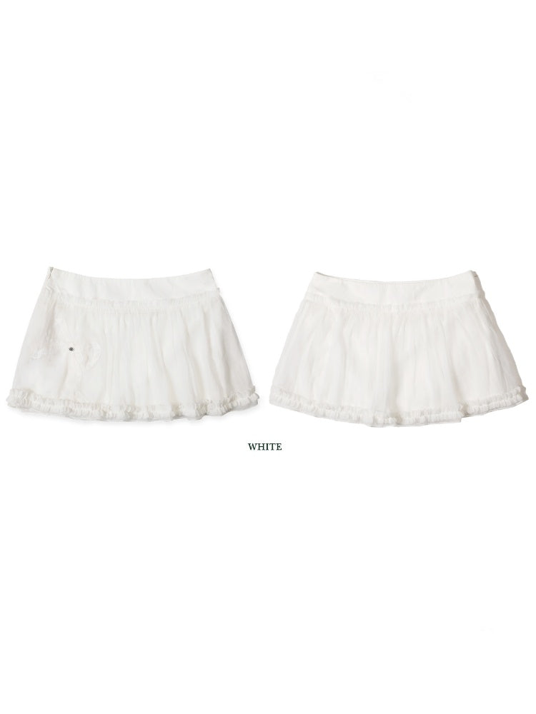 Summer Lace Ribbon Hem Light Weight Mini Skirt【s0000012739】