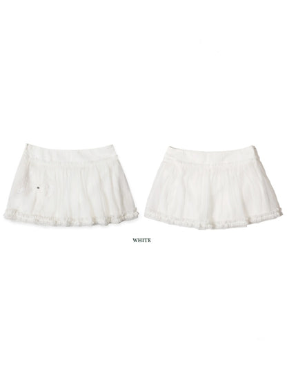 Summer Lace Ribbon Hem Light Weight Mini Skirt【s0000012739】