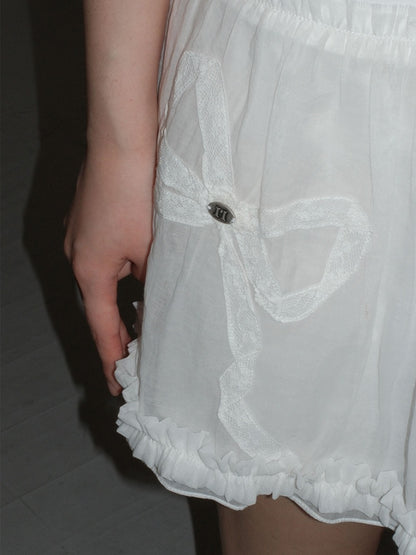 Summer Lace Ribbon Hem Light Weight Mini Skirt【s0000012739】