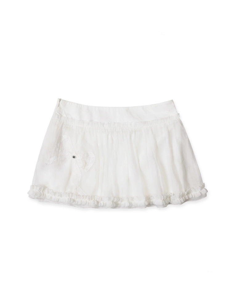 Summer Lace Ribbon Hem Light Weight Mini Skirt【s0000012739】