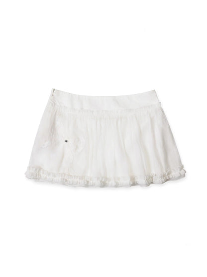 Summer Lace Ribbon Hem Light Weight Mini Skirt【s0000012739】