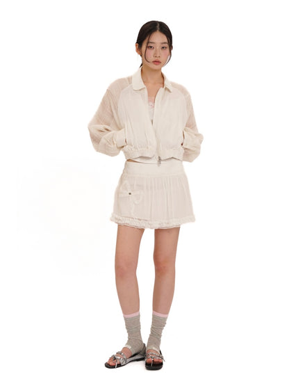 Summer Lace Ribbon Hem Light Weight Mini Skirt【s0000012739】