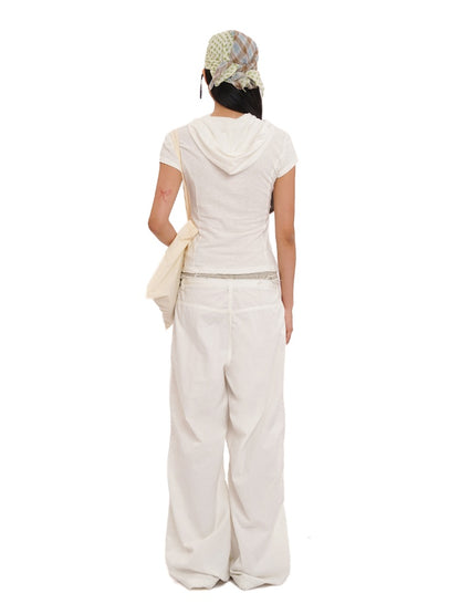 Breathable Light Weight Linen Antique Embroidery Hooded Short-Sleeved Tops【s0000012741】