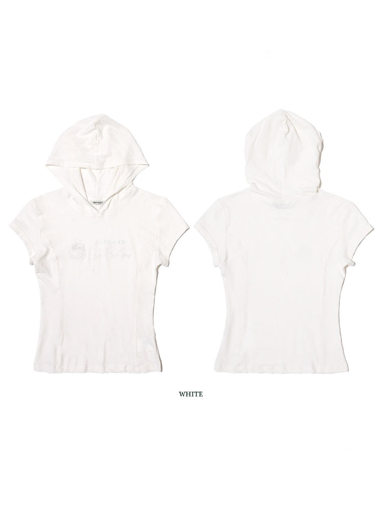 Breathable Light Weight Linen Antique Embroidery Hooded Short-Sleeved Tops【s0000012741】