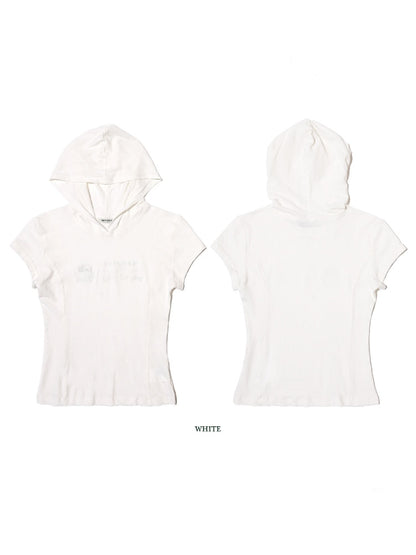 Breathable Light Weight Linen Antique Embroidery Hooded Short-Sleeved Tops【s0000012741】