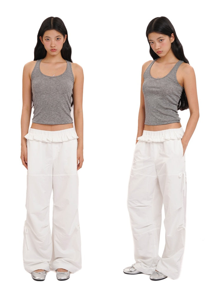 Solid Color Lace Ribbon Casual Lazy Camisole【s0000012746】