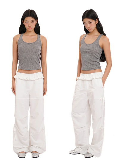 Solid Color Lace Ribbon Casual Lazy Camisole【s0000012746】