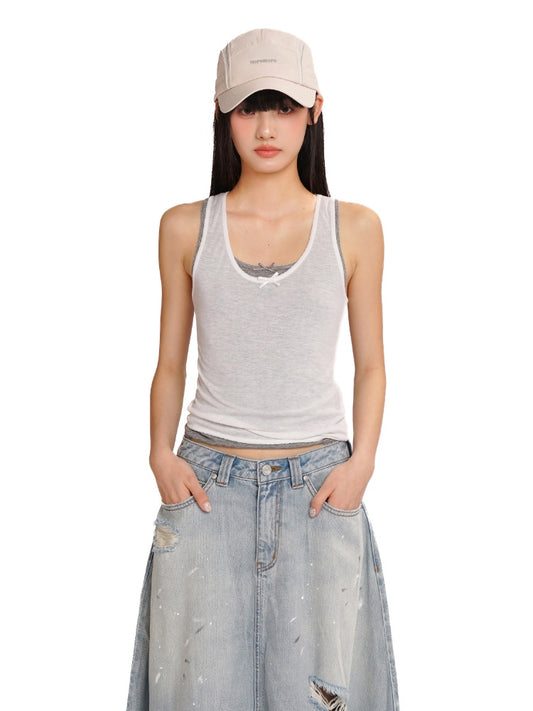 Solid Color Lace Ribbon Casual Lazy Camisole【s0000012746】