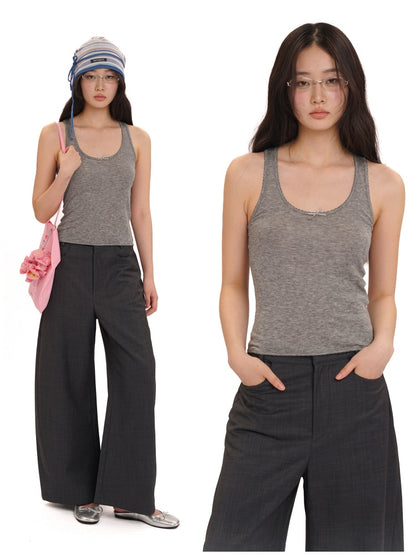 Solid Color Lace Ribbon Casual Lazy Camisole【s0000012746】