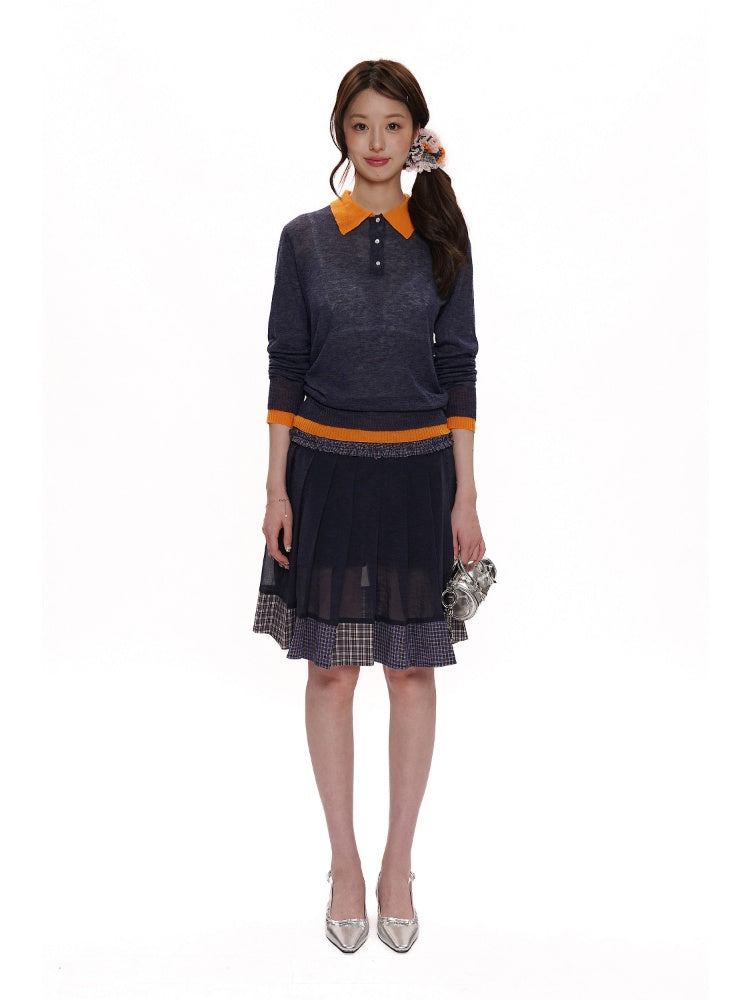 Vintage Check Contrast Pleated Double Lace Scrunchie【s0000012747】