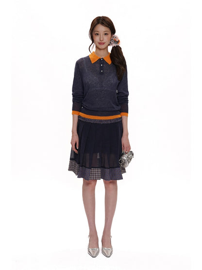 Vintage Check Contrast Pleated Double Lace Scrunchie【s0000012747】