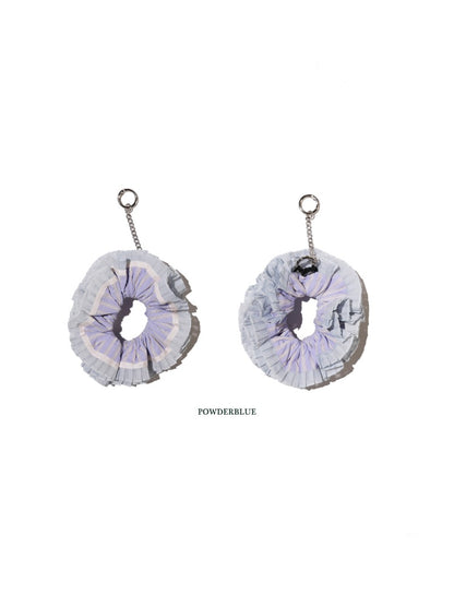 Vintage Check Contrast Pleated Double Lace Scrunchie【s0000012747】