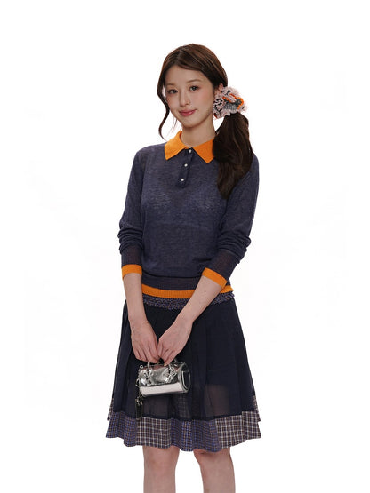 Vintage Check Contrast Pleated Double Lace Scrunchie【s0000012747】