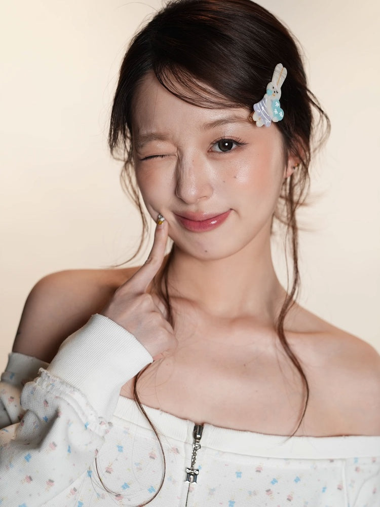 Dream Series Cute Ribbon Acetate Handmade Bunny Hairpin【s0000012748】