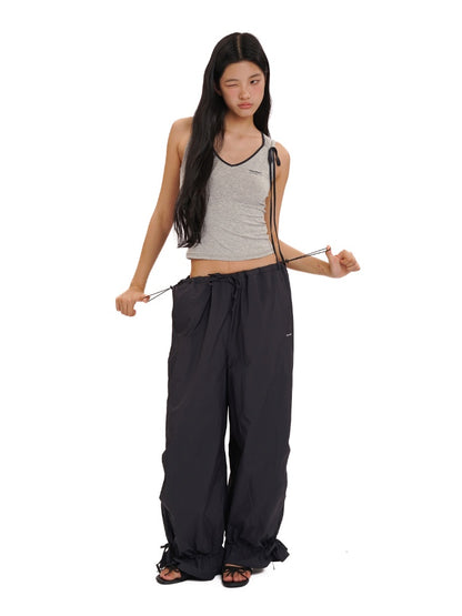 Summer Skin Baring Bow Shirred Tie Contrast Edge Camisole【s0000012749】