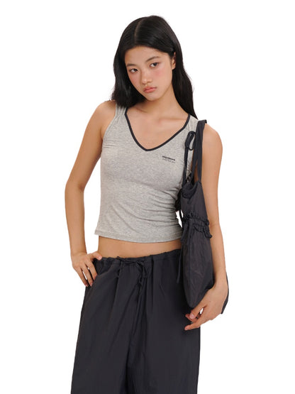Summer Skin Baring Bow Shirred Tie Contrast Edge Camisole【s0000012749】