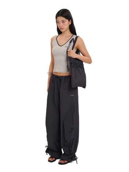 Summer Skin Baring Bow Shirred Tie Contrast Edge Camisole【s0000012749】