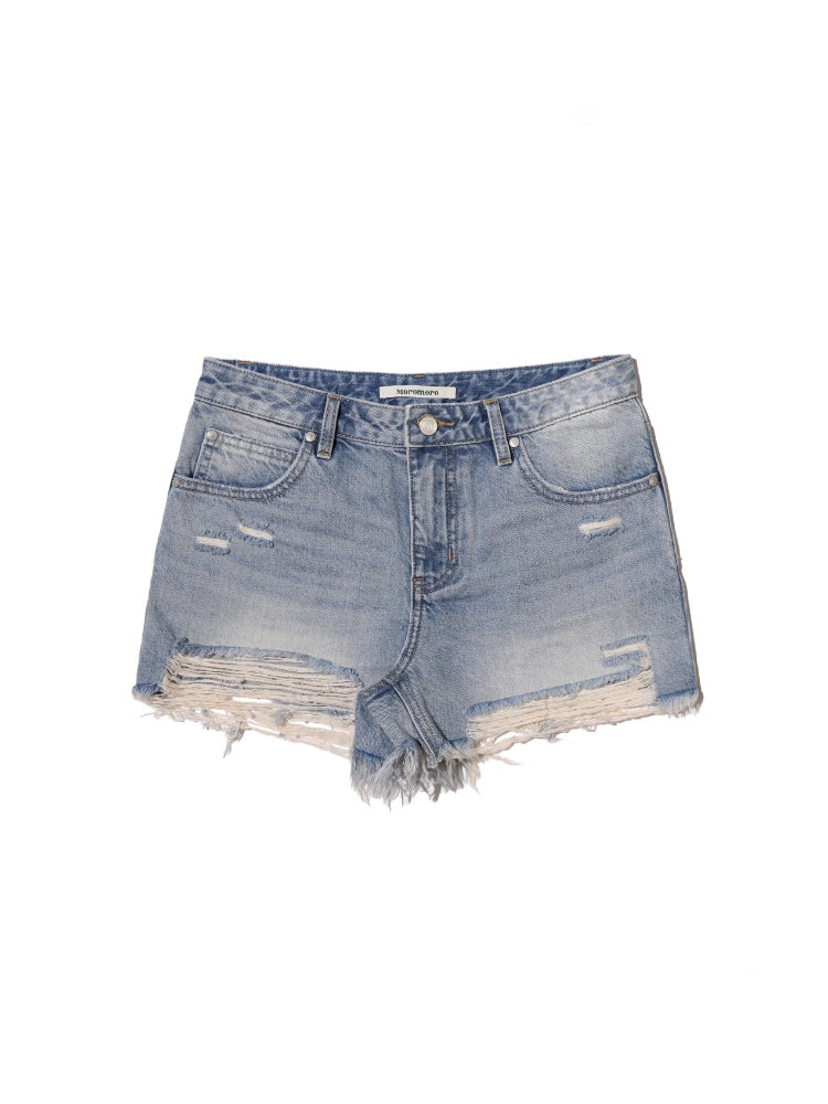 Vintage Babes Worn Leather Label Denim Shorts【s0000012753】