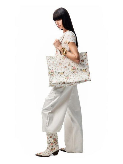 Classic Floral Printed All Over Large Capacity Tote Bag【s0000012881】