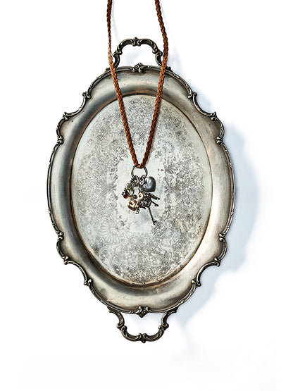 Braided Leather Rope Metal Love Key Adjustable Long Necklace【s0000012883】