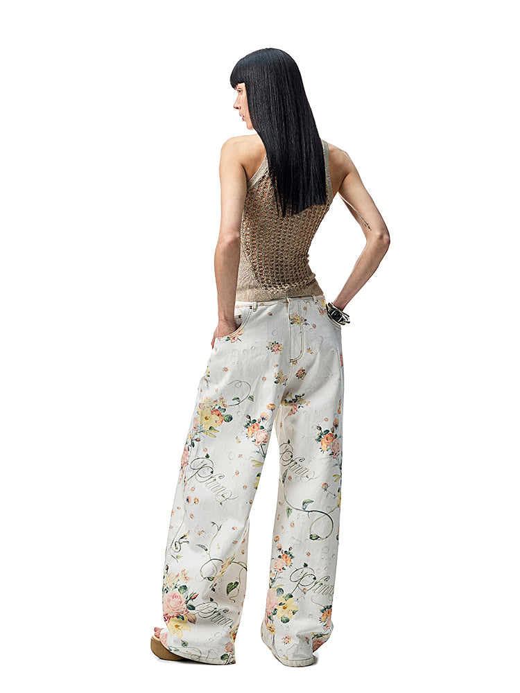 Floral Print Low Waist Wide Trousers【s0000012885】