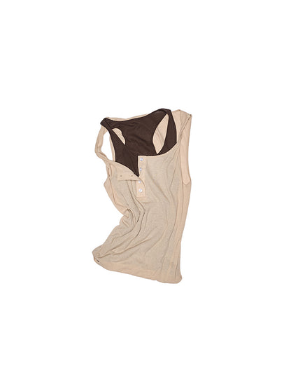 Double Layer Faux Two Piece Color Blocking Vest【s0000012898】