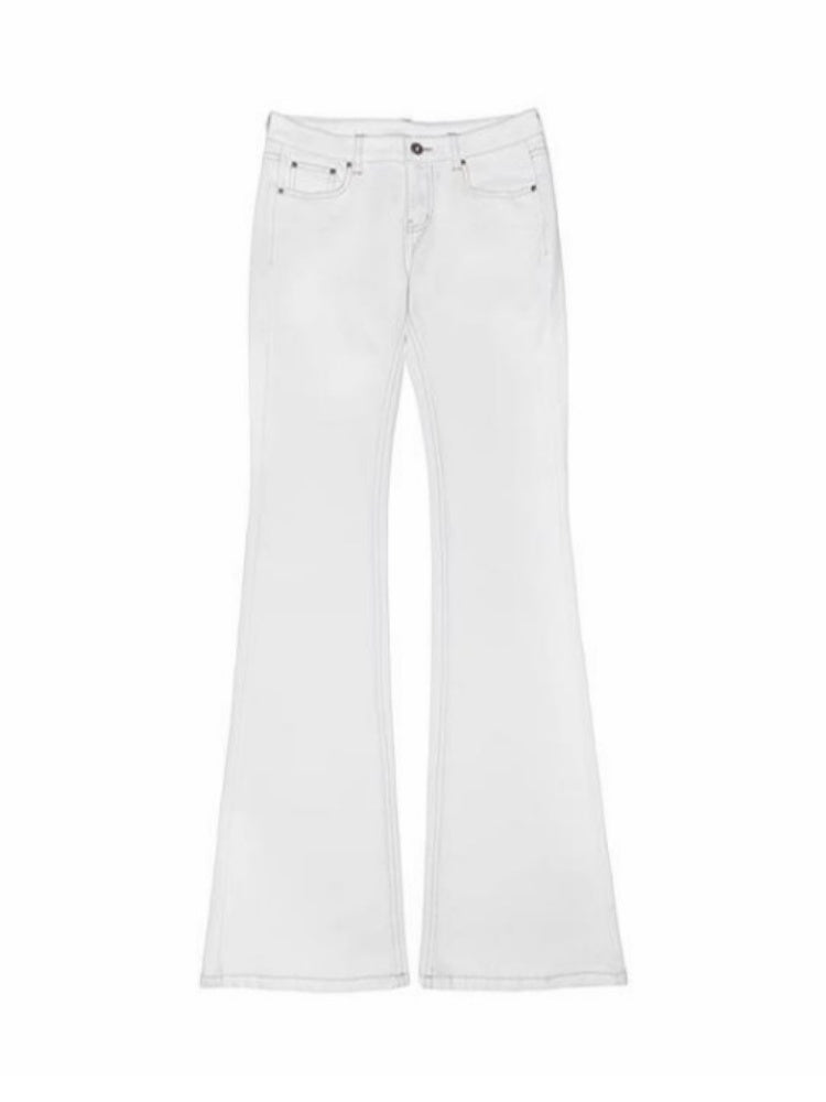 Embroidered Denim Skinny Flare Wash Low Rise Pants【s0000012899】