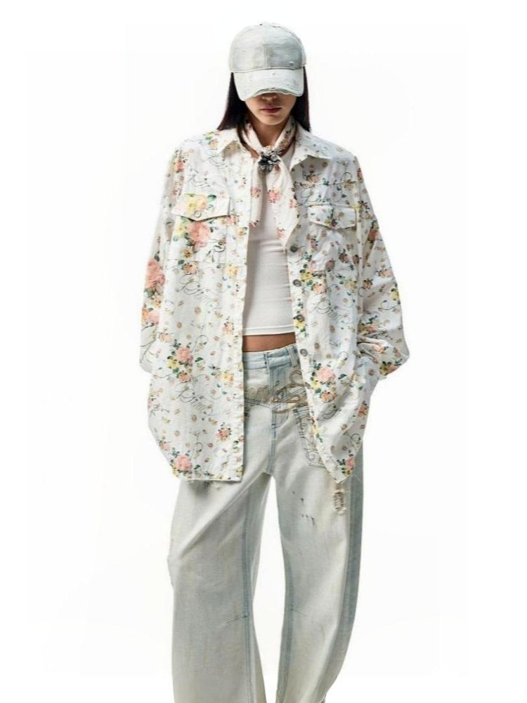 Vintage Floral Print Satin Square Scarf【s0000012889】