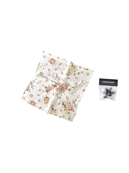 Vintage Floral Print Satin Square Scarf【s0000012889】