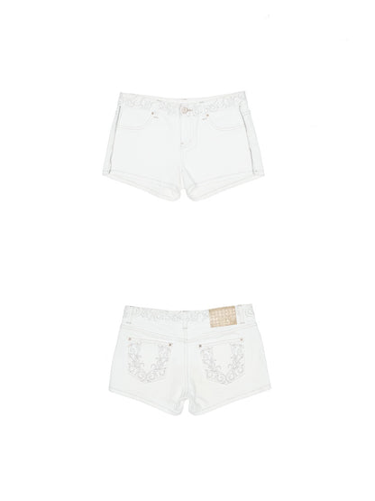 Double Waistband SideI Pull Detachable Denim Mini Pants【s0000012902】