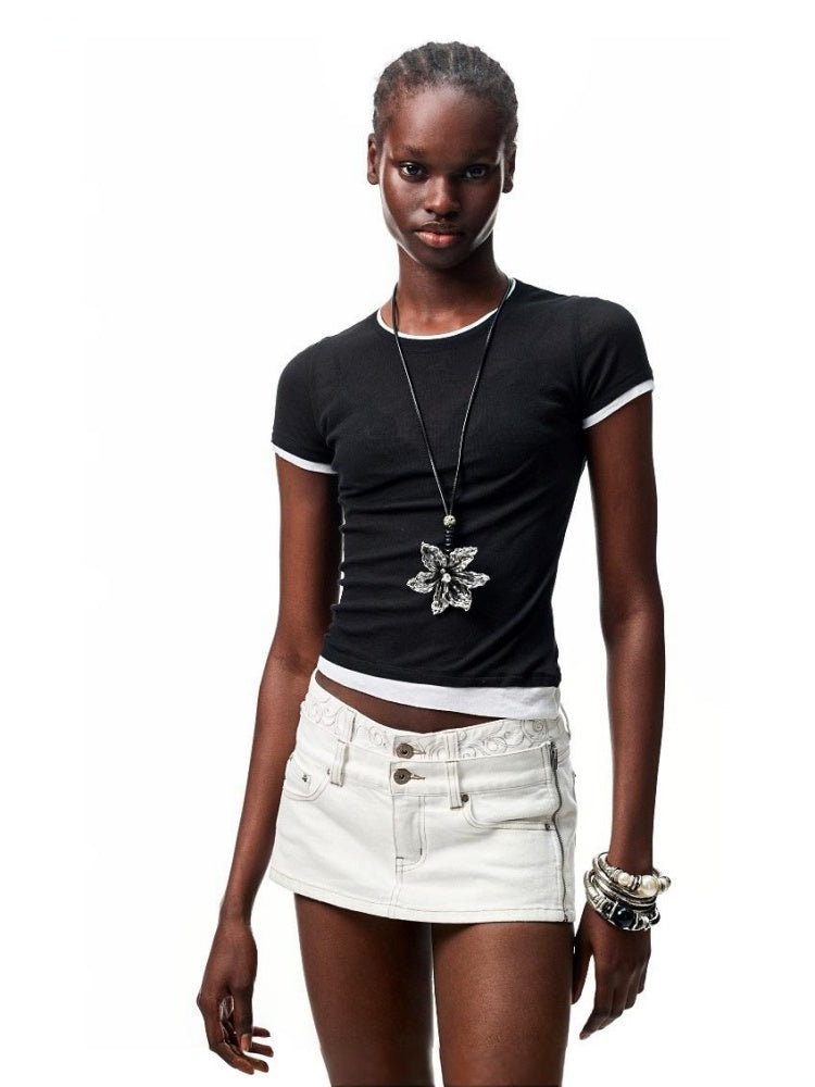 Double Waistband SideI Pull Detachable Denim Mini Pants【s0000012902】