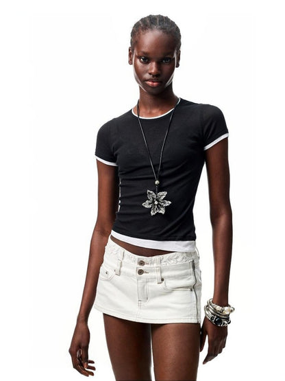 Double Waistband SideI Pull Detachable Denim Mini Pants【s0000012902】