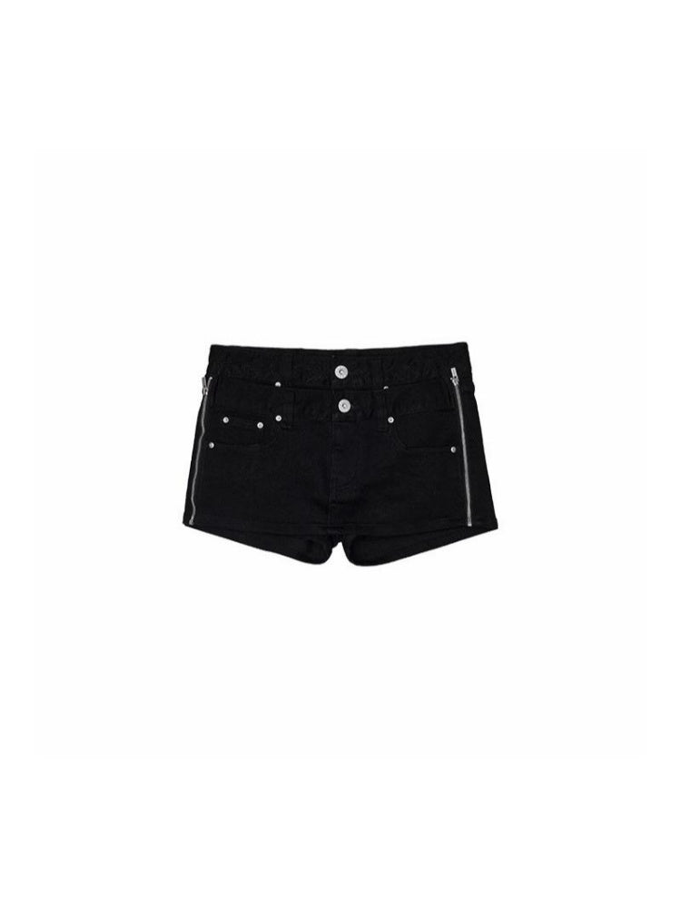 Double Waistband SideI Pull Detachable Denim Mini Pants【s0000012902】