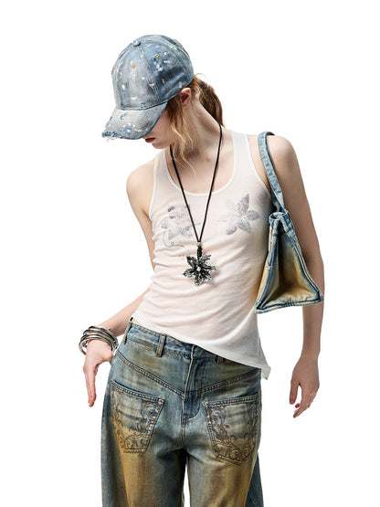 Metallic Flower Adjustable Long Necklace【s0000012904】