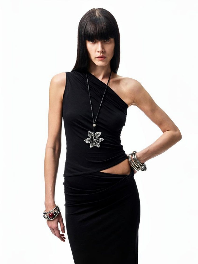 Metallic Flower Adjustable Long Necklace【s0000012904】