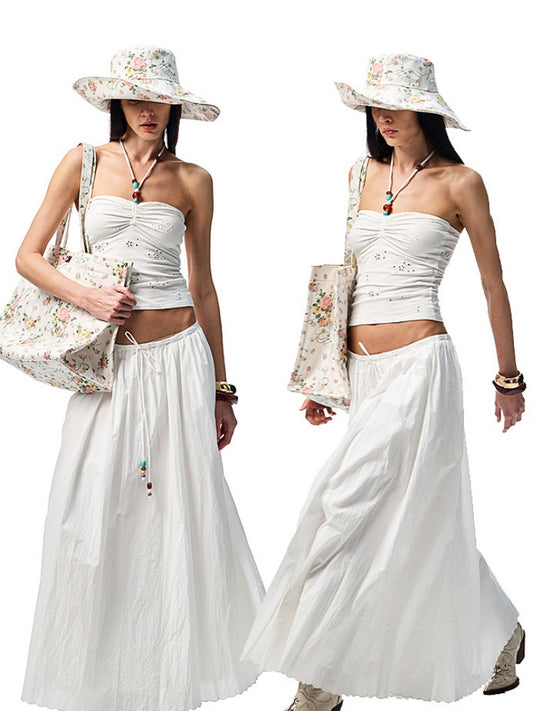 Cutout Jacquard Contrasting Beaded Strappy Knitted Halterneck Bandeau【s0000012905】