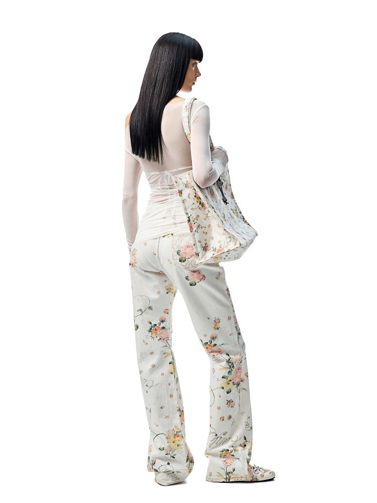 Floral Rhinestone Off Shoulder Cover Up Long Sleeve Tops【s0000012907】