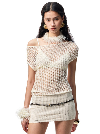 Off Shoulder Body Hugging Hollow Out Dress【s0000012908】