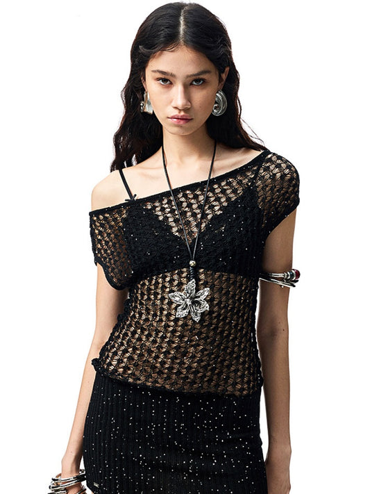Off Shoulder Body Hugging Hollow Out Dress【s0000012908】