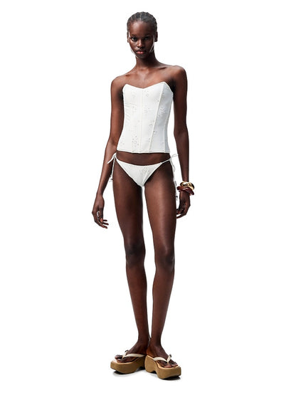 Jacquard Embroidered Fishbone Strapless Sexy Swimsuit【s0000012909】
