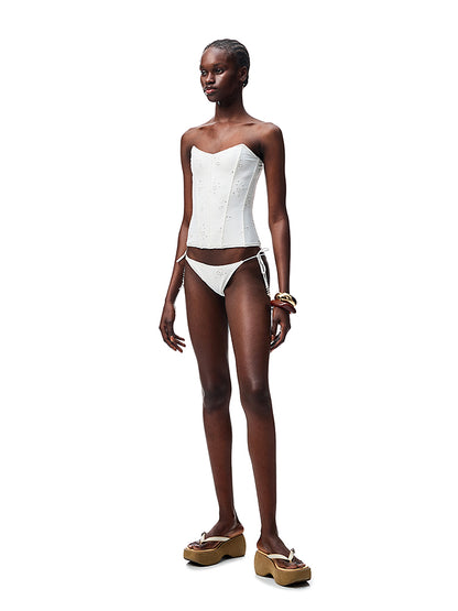 Jacquard Embroidered Fishbone Strapless Sexy Swimsuit【s0000012909】