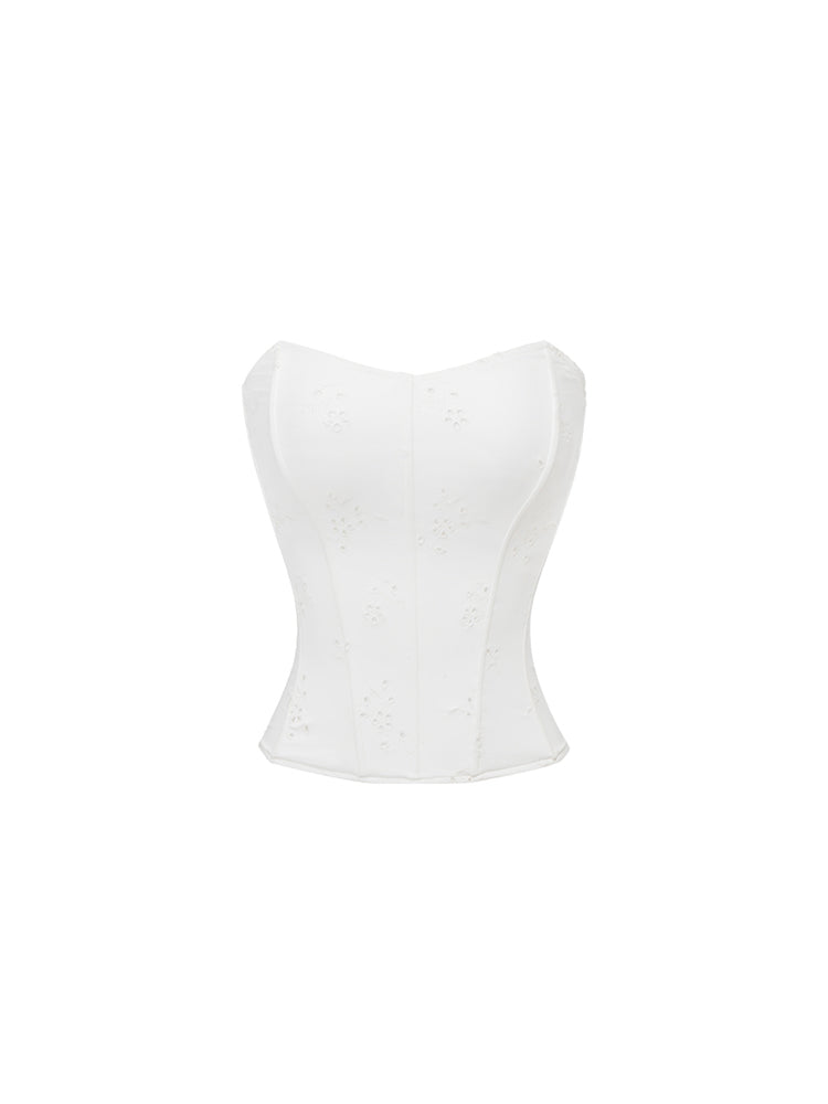 Jacquard Embroidered Fishbone Strapless Sexy Swimsuit【s0000012909】