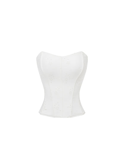 Jacquard Embroidered Fishbone Strapless Sexy Swimsuit【s0000012909】
