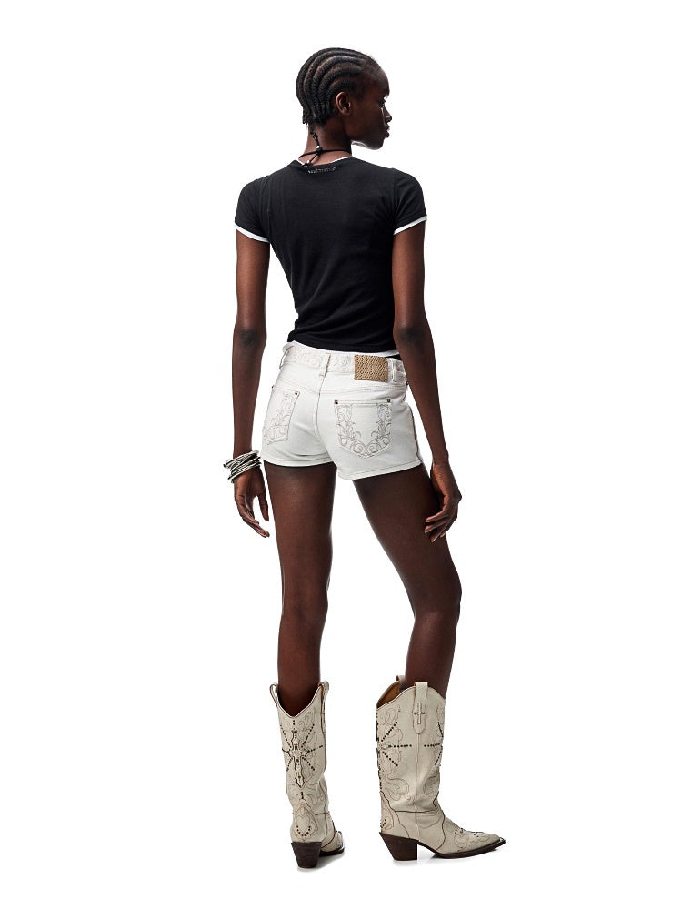 Faux Two Piece Color Blocking Slightly Sheer Short Sleeve T-Shirt 【s0000012890】