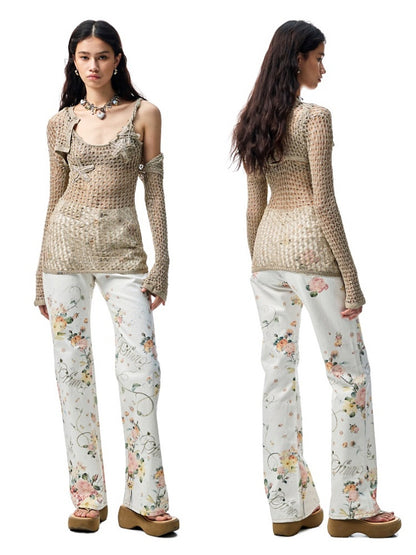 Hollow Out Knitted Cropped Long Sleeve Cover Up【s0000012910】
