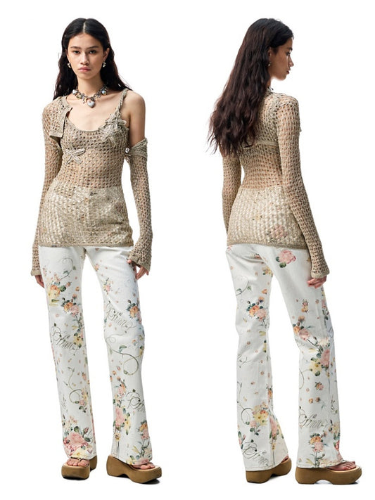 Hollow Out Knitted Cropped Long Sleeve Cover Up【s0000012910】