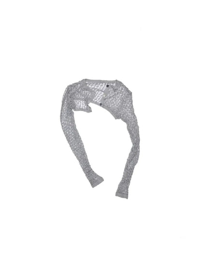 Hollow Out Knitted Cropped Long Sleeve Cover Up【s0000012910】