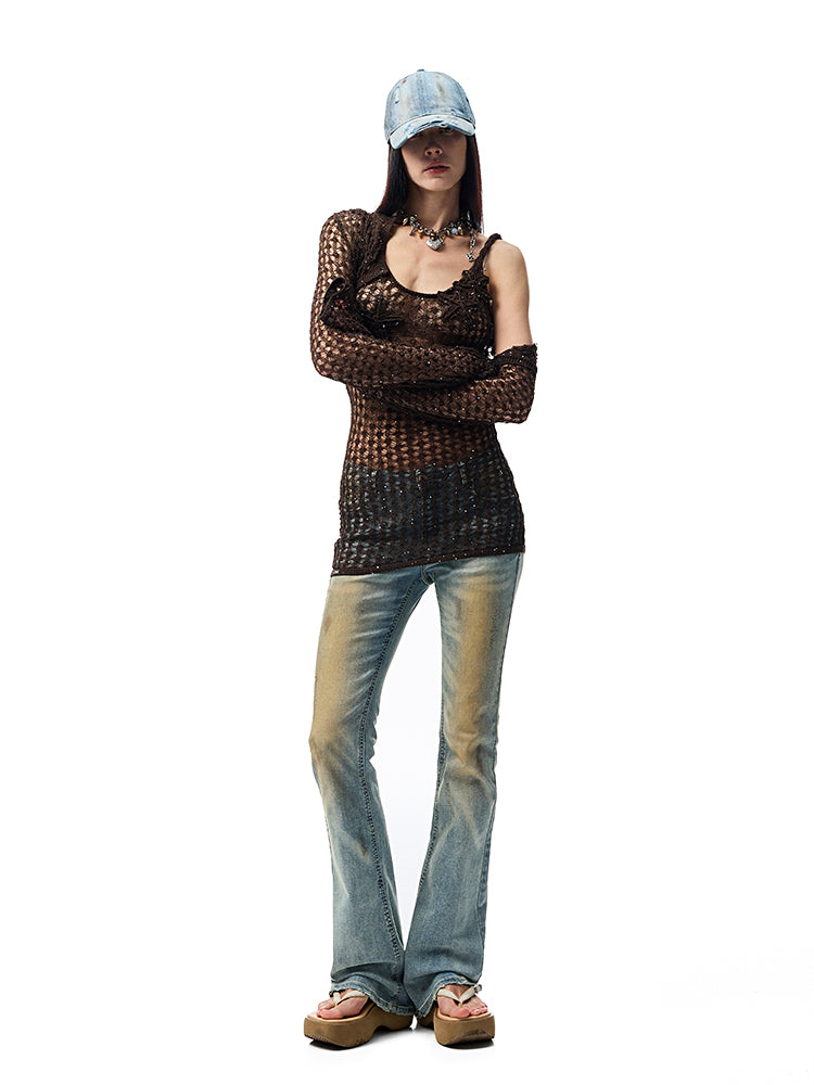 Hollow Out Knitted Cropped Long Sleeve Cover Up【s0000012910】