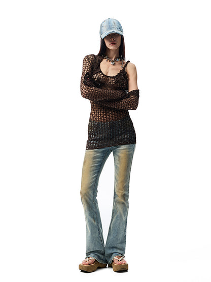 Hollow Out Knitted Cropped Long Sleeve Cover Up【s0000012910】