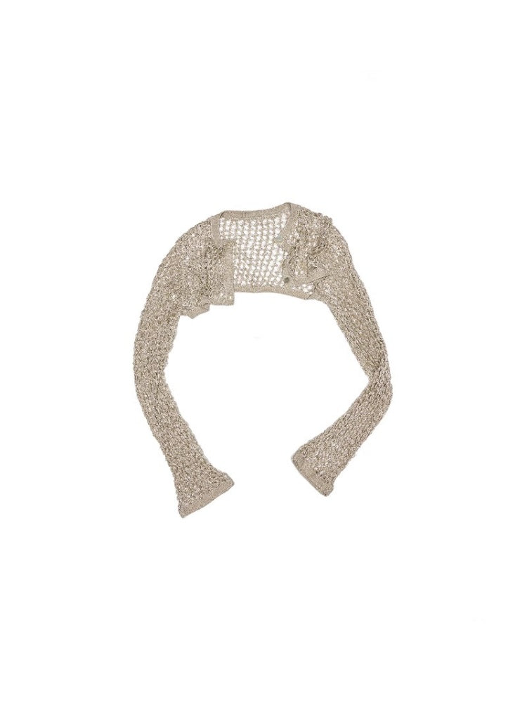 Hollow Out Knitted Cropped Long Sleeve Cover Up【s0000012910】